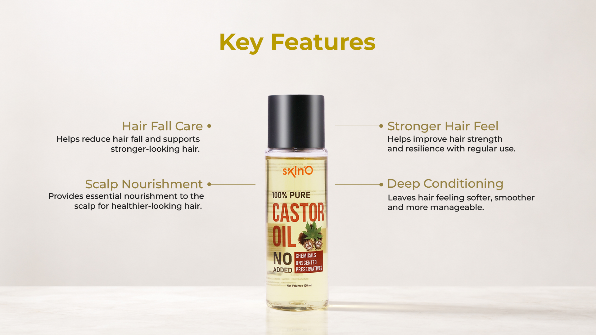skin'O 100% Pure Castor Oil 100ml key features