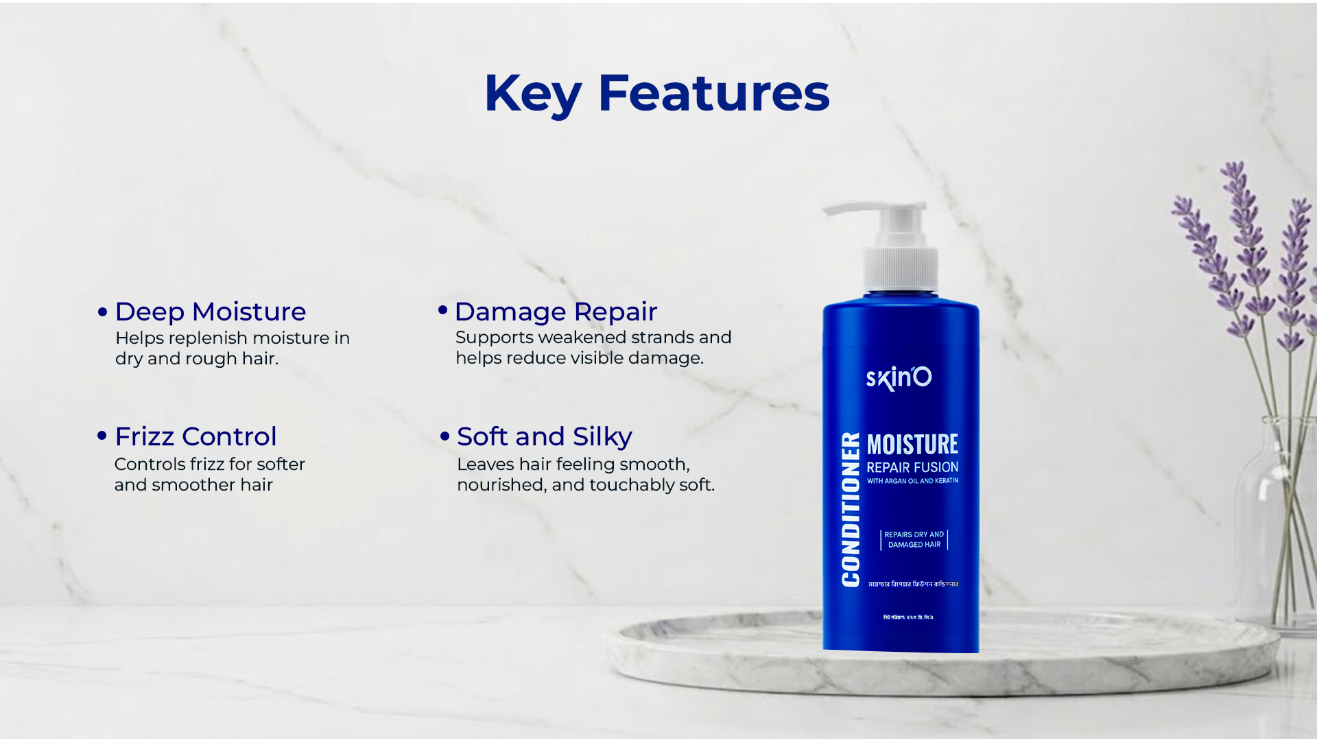 skin`O Moisture Repair Fusion With Argan Oil And Keratin Conditioner 220 ml key features