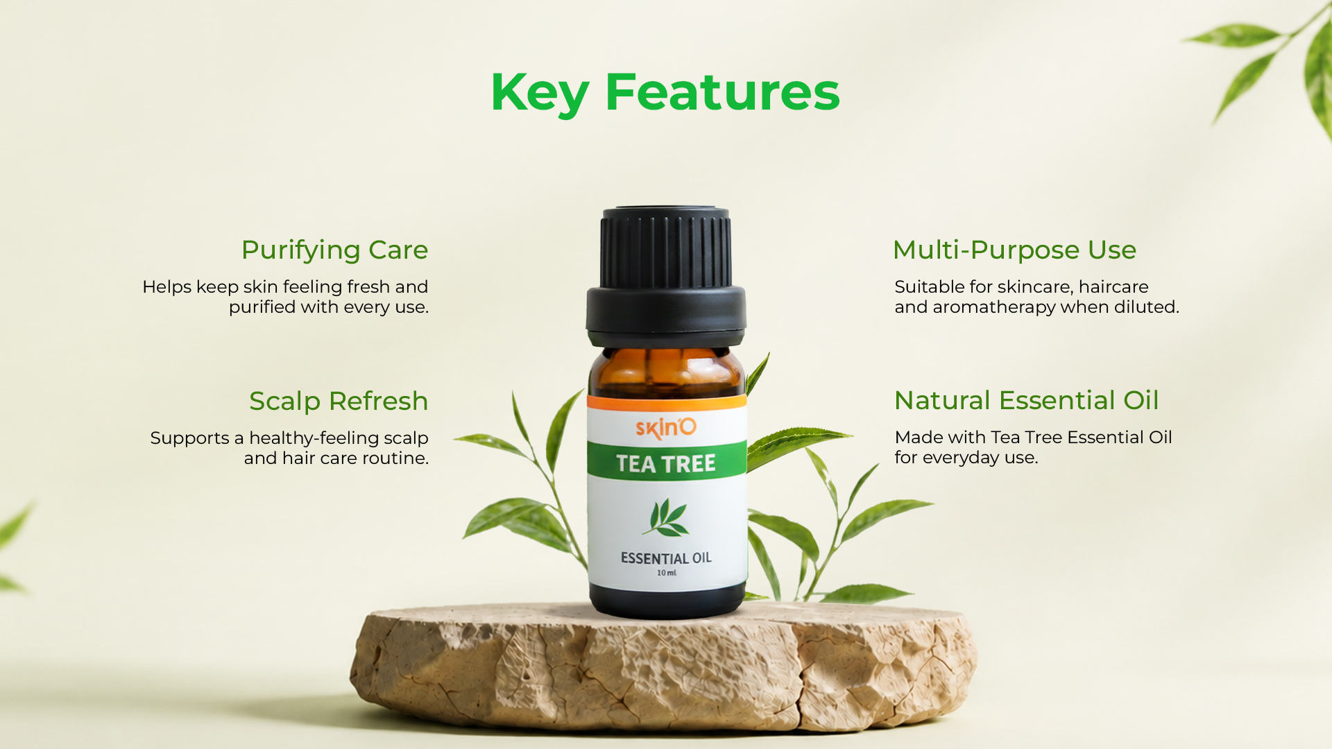 skin'O Tea Tree Essential Oil 10 ml key features