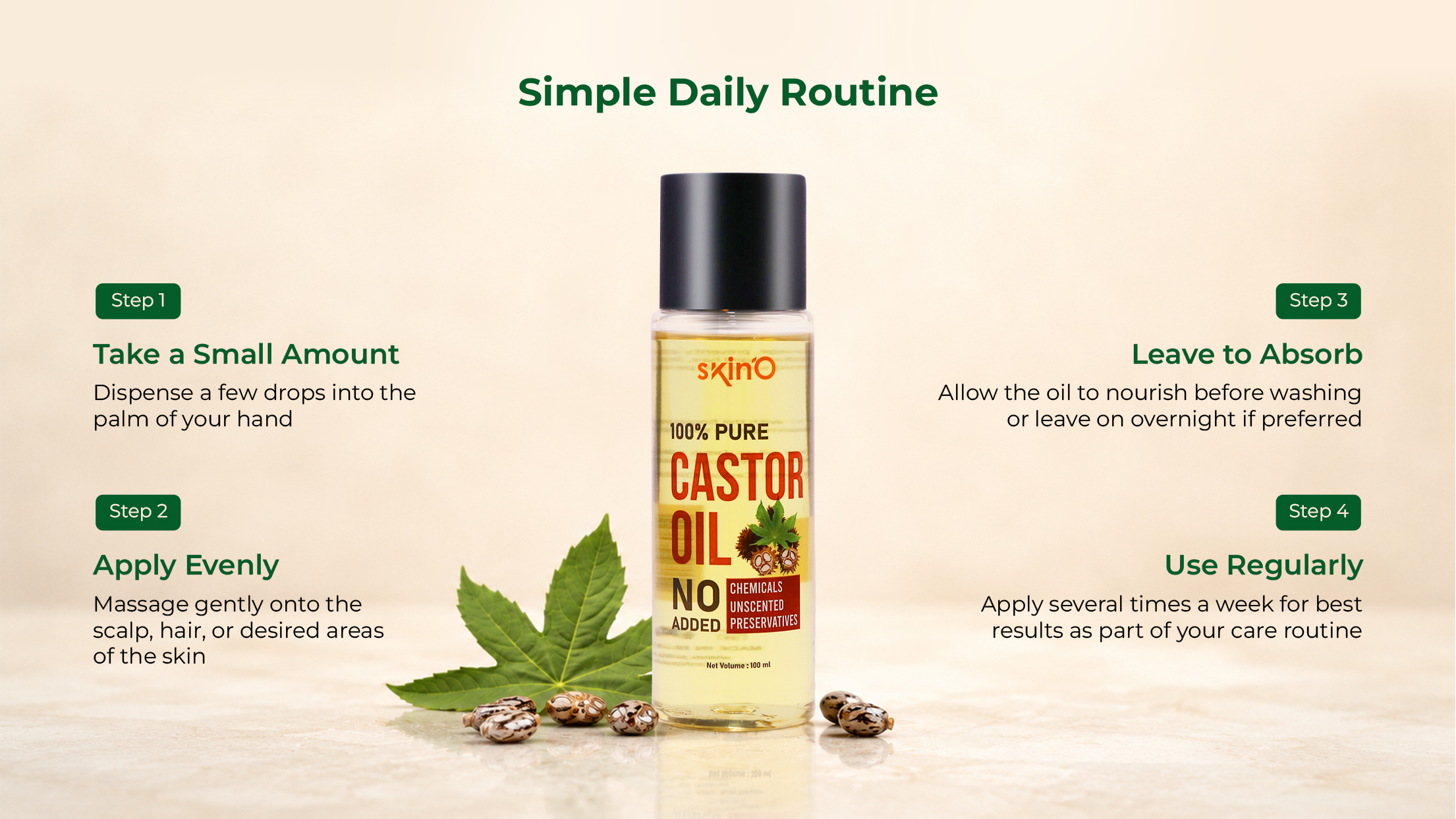 skin'O 100% Pure Castor Oil 100ml daily routine