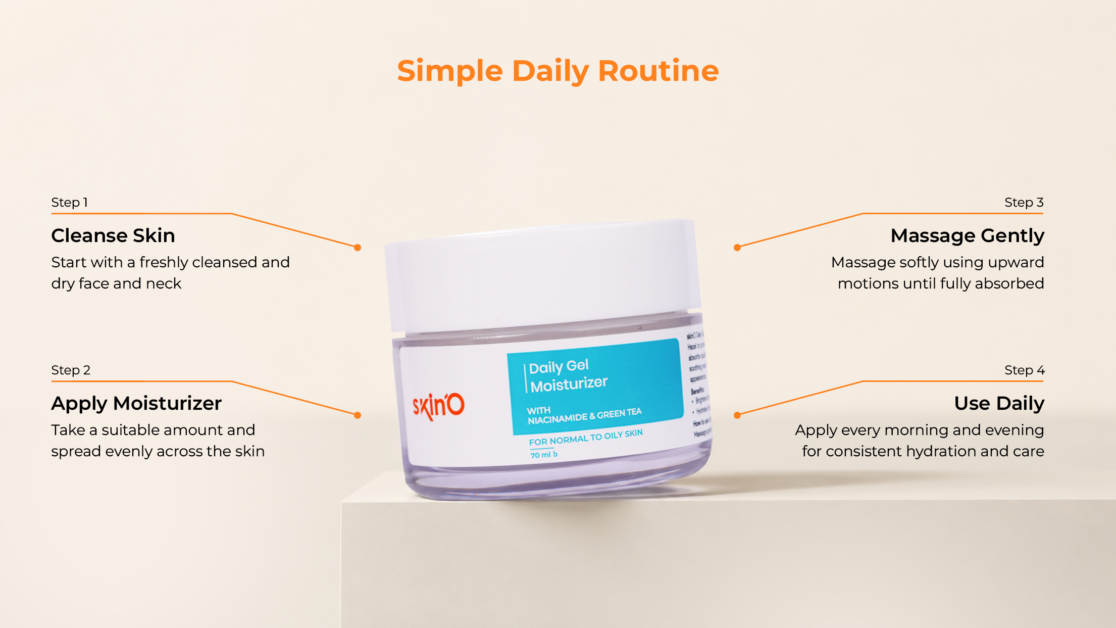 skin'O Daily Gel Moisturizer with Niacinamide & Green Tea 70ml daily routine
