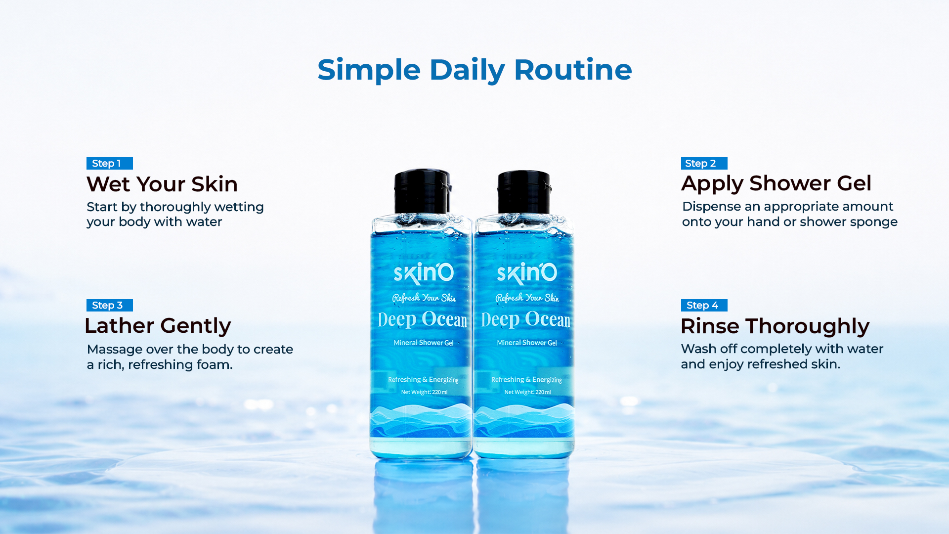 skin'O Deep Ocean Mineral Shower Gel 220ml daily routine