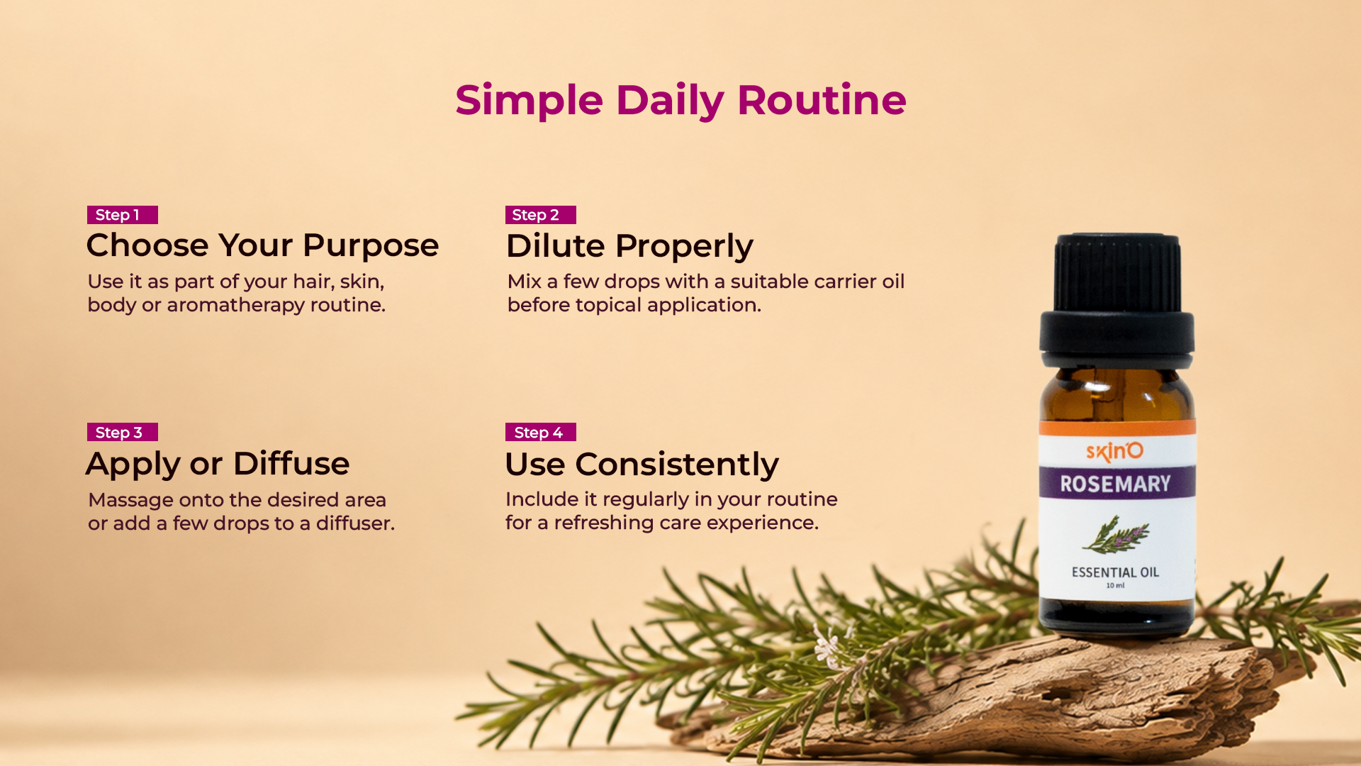 skin'O Rosemary Essential Oil 10 ml daily routine